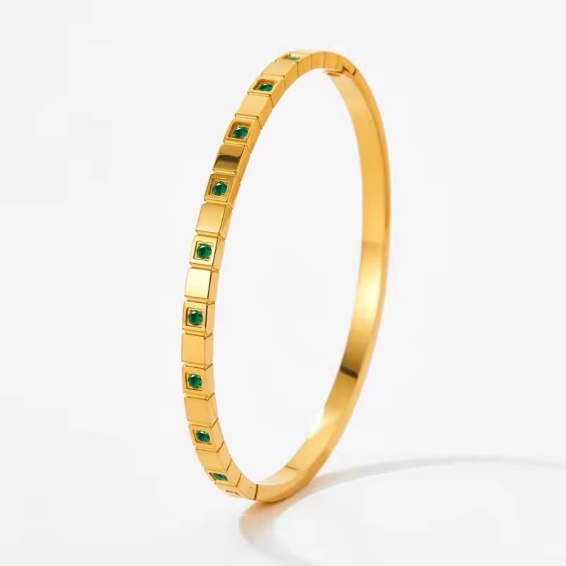 Minimalist Green Filled Bangle