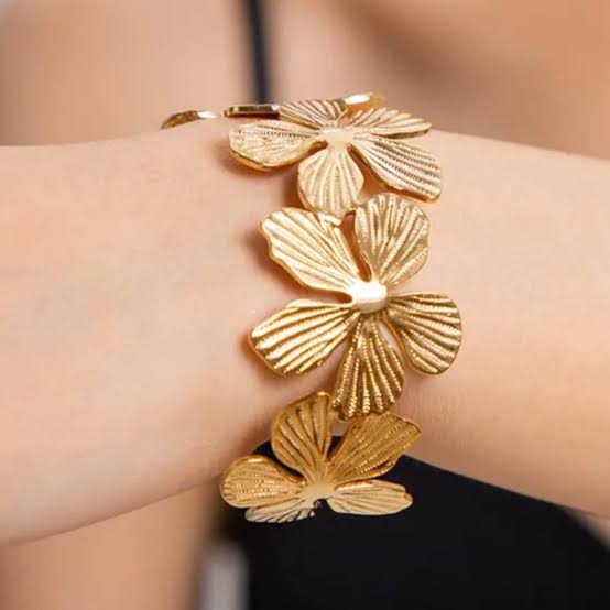 Floral Golden Bangle Adjustable