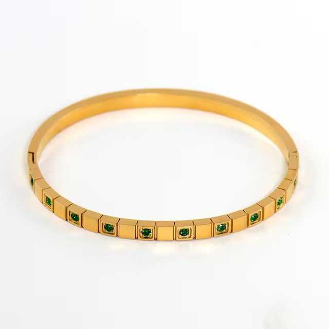 Minimalist Green Filled Bangle