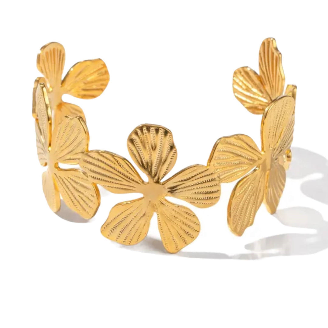 Floral Golden Bangle Adjustable