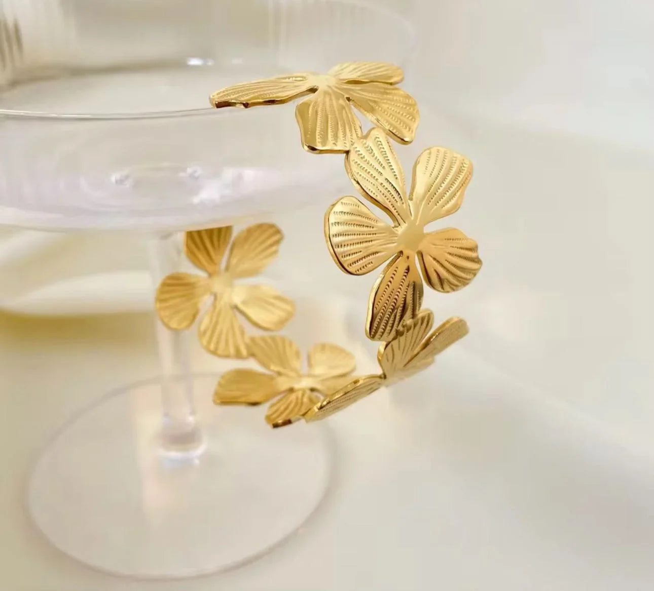 Floral Golden Bangle Adjustable